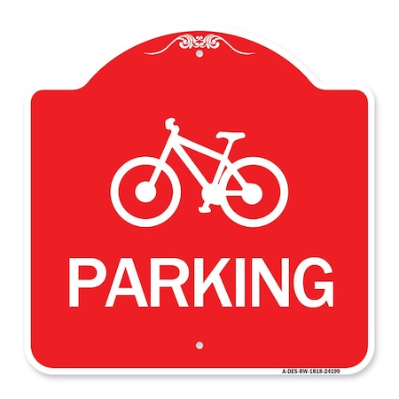 Signmission D4-3 Bicycle Parking Bicycle Parking, Red & White Aluminum Sign, 18" x 18", RW-1818-24199 A-DES-RW-1818-24199